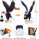 Eagle-shaped product with features and measurements on a white background