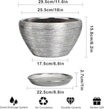 Ceramic planter with dimensions and features on a white background