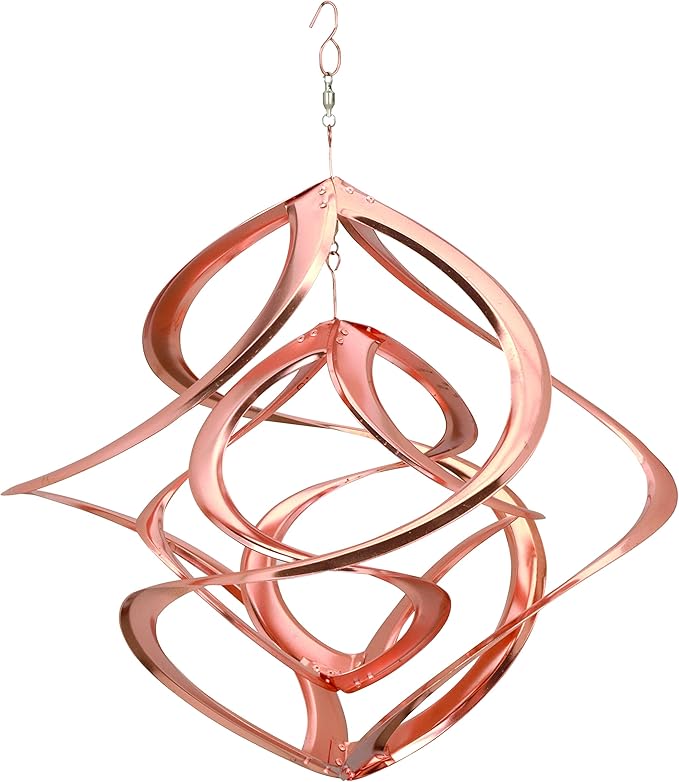 Copper-colored wind spinner on a white background