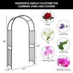 7.2 Ft Garden Arch Trellis – Metal Climbing Plant Arbor for Outdoor Décor - Napa Valley Wildflower Co.