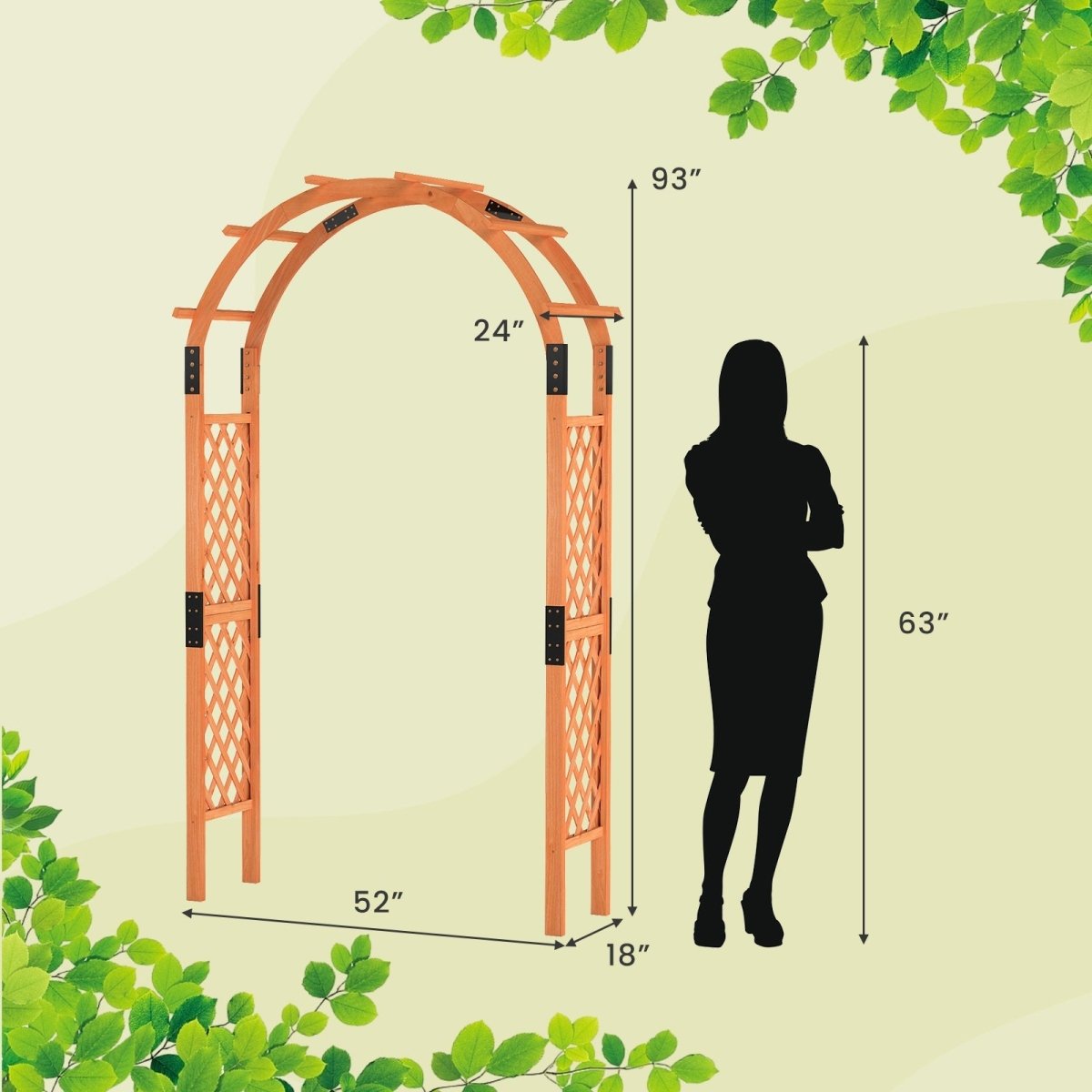 7.7 Ft Wooden Garden Arbor with Trellis – Outdoor Arch for Climbing Plants & Wedding Decor - Napa Valley Wildflower Co.