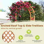7.7 Ft Wooden Garden Arbor with Trellis – Outdoor Arch for Climbing Plants & Wedding Decor - Napa Valley Wildflower Co.