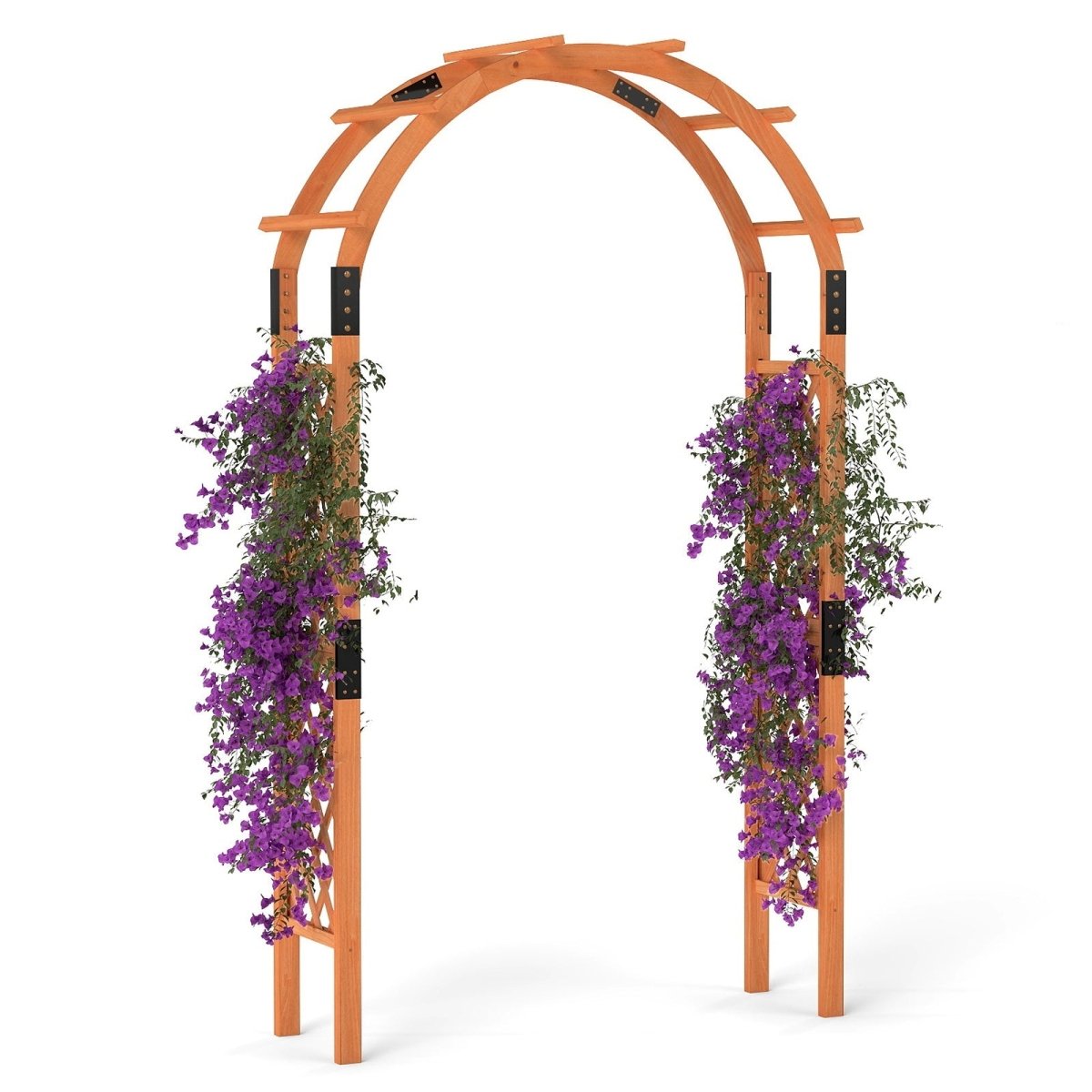 7.7 Ft Wooden Garden Arbor with Trellis – Outdoor Arch for Climbing Plants & Wedding Decor - Napa Valley Wildflower Co.