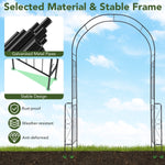 7.9 Ft Metal Garden Arch with Trellis Fence – Outdoor Wedding & Climbing Plant Arbor (Black) - Napa Valley Wildflower Co.