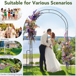 7.9 Ft Metal Garden Arch with Trellis Fence – Outdoor Wedding & Climbing Plant Arbor (Black) - Napa Valley Wildflower Co.
