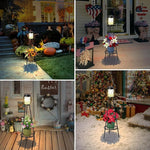 Collage of outdoor decorative scenes with lanterns and flowers.