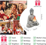 Buddha statue with candle surrounded by gift-giving scenarios and occasions.