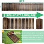 Wooden garden pathway with packaging and roll-up feature illustration