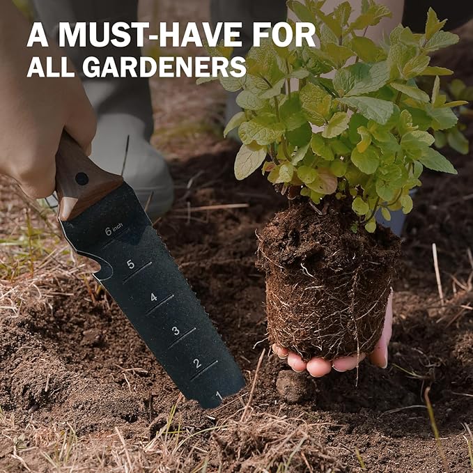 Person planting a small tree with a soil pH tester, text 'A Must-Have for All Gardeners' above.