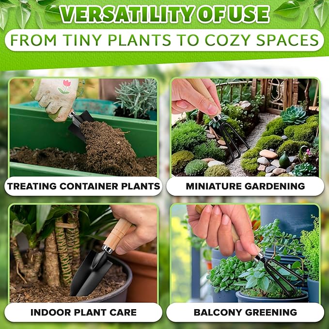 Collage of gardening activities with text on versatility and uses.