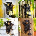 Collage of bear-shaped wall lights on various backdrops