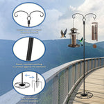 Outdoor bird feeder and wind chime set with mountain background