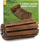 Reliancer curved wooden garden pathway with packaging on a white background