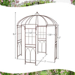 8.4 x 7 Ft Birdcage Garden Arbor – Large Metal Outdoor Arbor with Hooks (Bronze) - Napa Valley Wildflower Co.