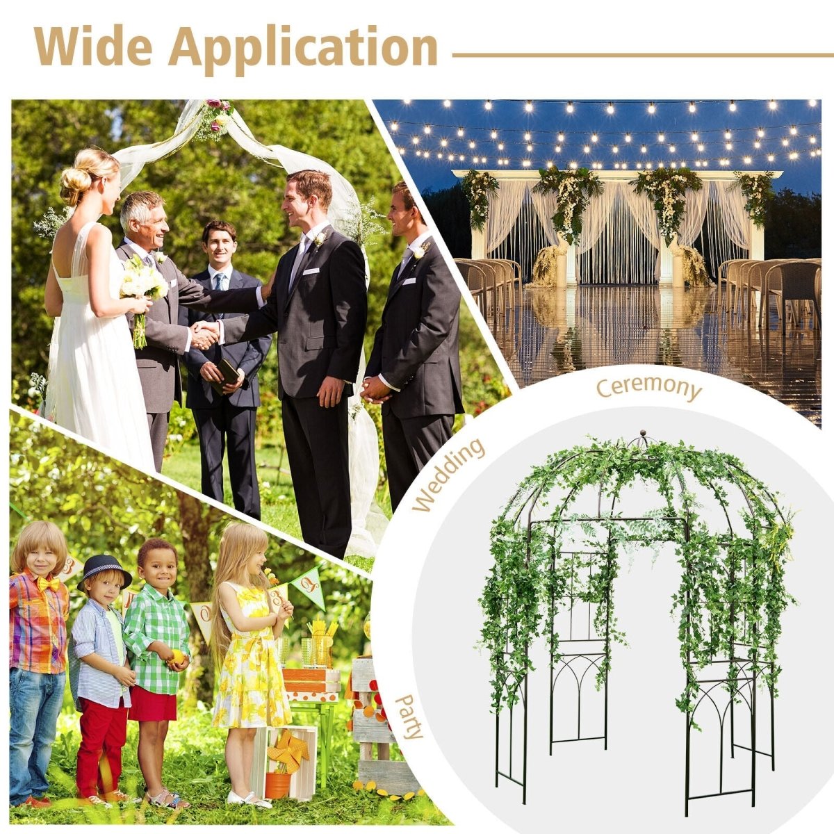 8.4 x 7 Ft Birdcage Garden Arbor – Large Metal Outdoor Arbor with Hooks (Bronze) - Napa Valley Wildflower Co.