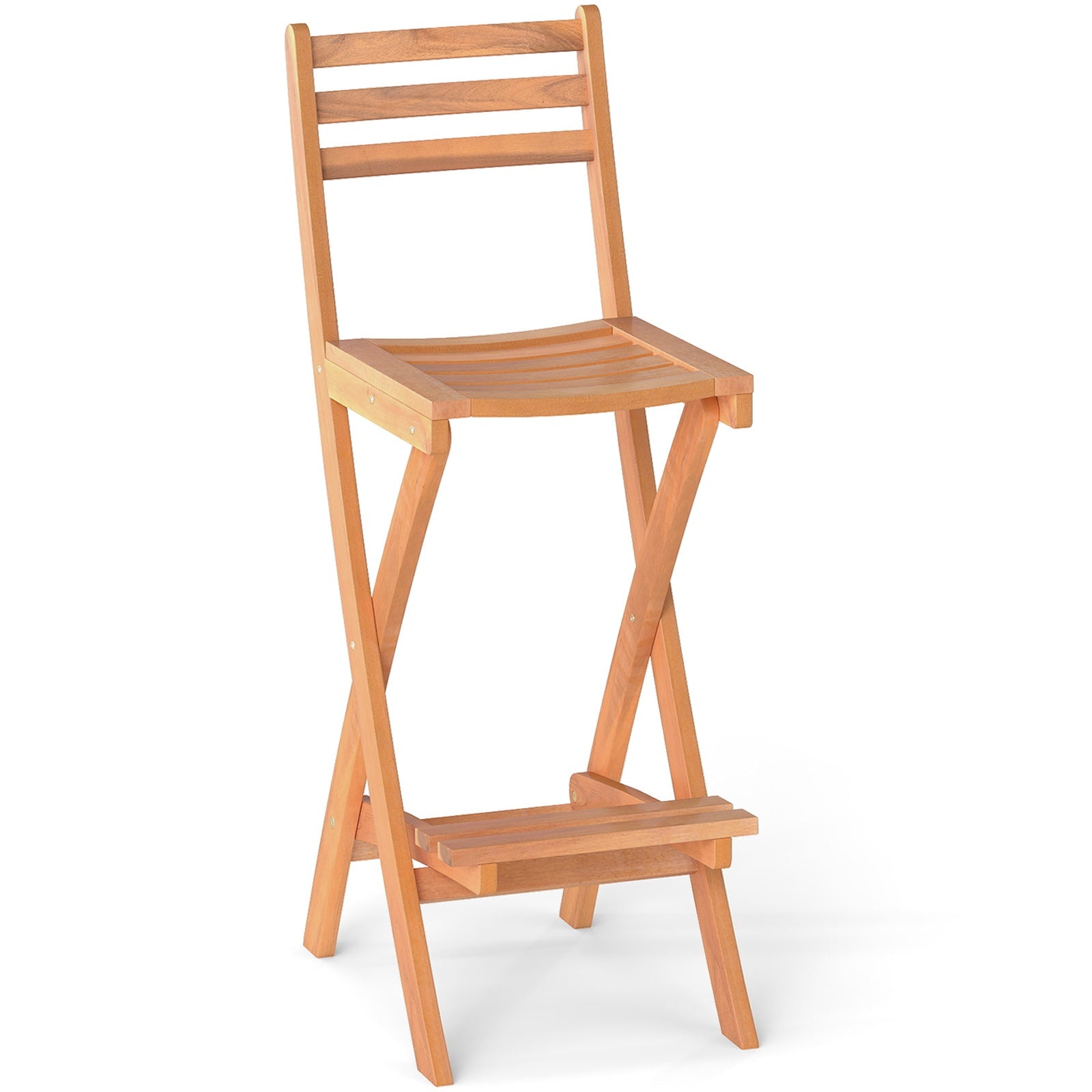 Wooden folding chair on a white background