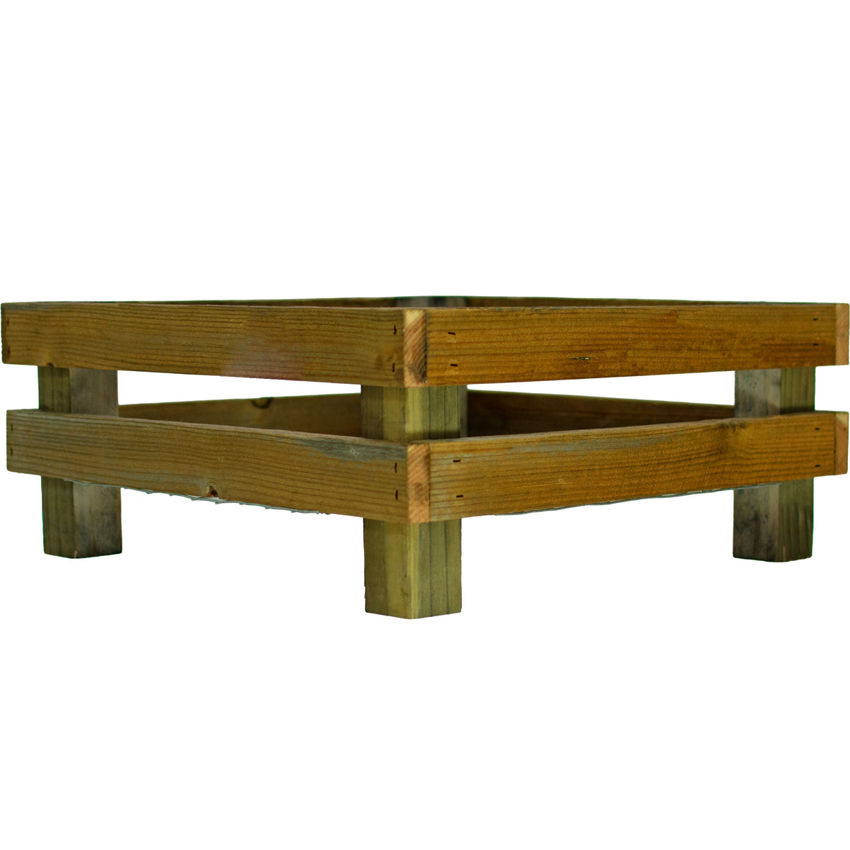 Wooden square outdoor table on a white background