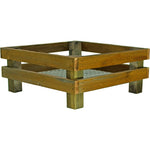 Wooden square fire pit on a white background