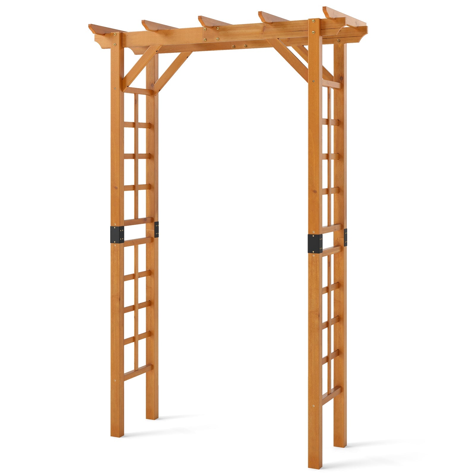 Wooden garden arch on a white background