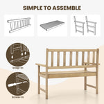 Wooden bench with assembly instructions on a white background