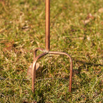 Metal cultivator fork on grass