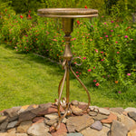 Dark gold bird feeder plate on a pedestal