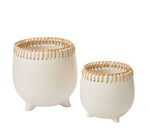 Almeria Footed White Ceramic Planter - Napa Valley Wildflower Co.