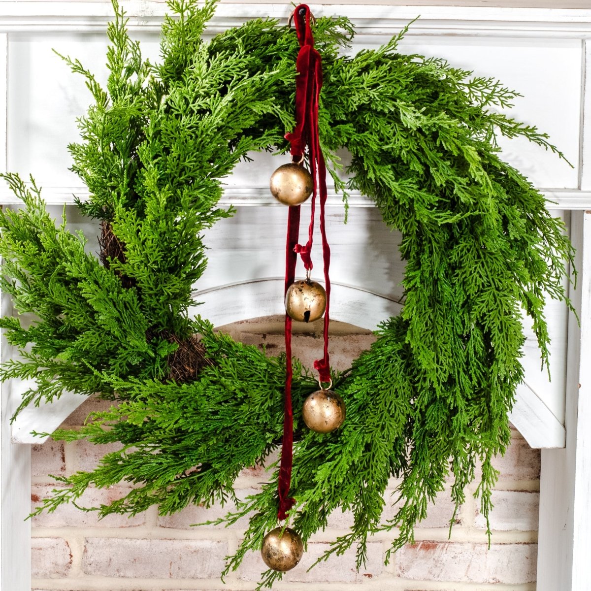 Antique Gold Bell Hanger with Velvet Ribbon - Napa Valley Wildflower Co.