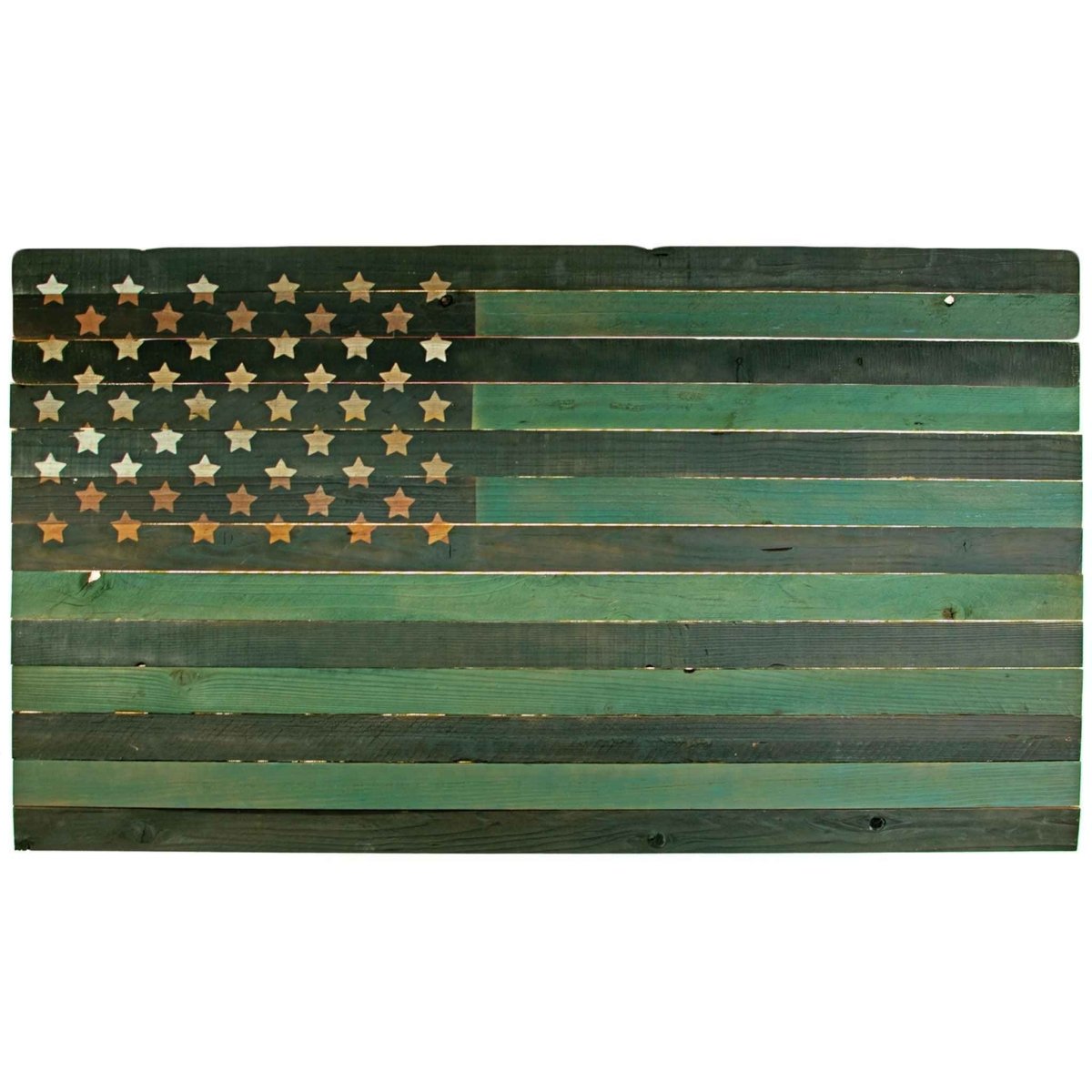 Army Handmade Green & Black Redwood American Flag - Napa Valley Wildflower Co.