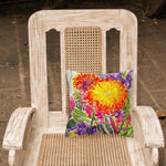 Aster Flower in Watercolor Canvas Throw Indoor / Outdoor Pillow 14 x 14 - Napa Valley Wildflower Co.
