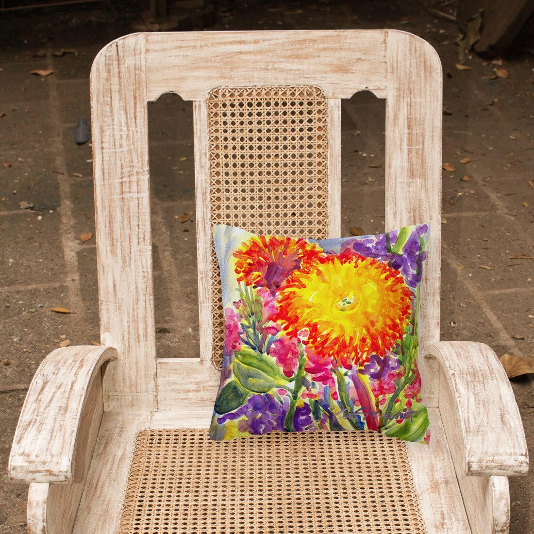 Aster Flower in Watercolor Canvas Throw Indoor / Outdoor Pillow 14 x 14 - Napa Valley Wildflower Co.