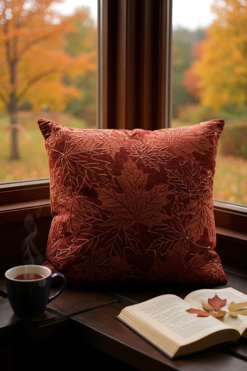Auburn Leaves Embroidered Pillow - Napa Valley Wildflower Co.
