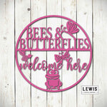 Bees and Butterflies Welcome Here Metal Garden Sign - Napa Valley Wildflower Co.
