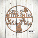 Bees and Butterflies Welcome Here Metal Garden Sign - Napa Valley Wildflower Co.