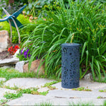 Bloom Punched Metal Solar Lantern – Midnight Blue - Napa Valley Wildflower Co.