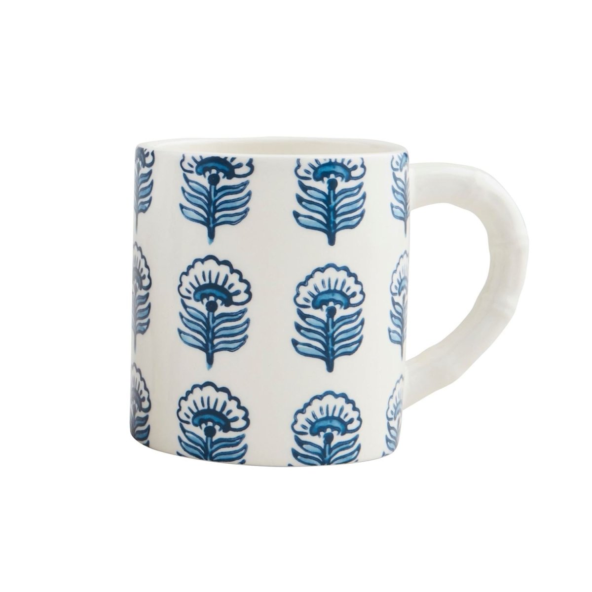 Blue Floral Pattern Ceramic Coffee Mug - Napa Valley Wildflower Co.