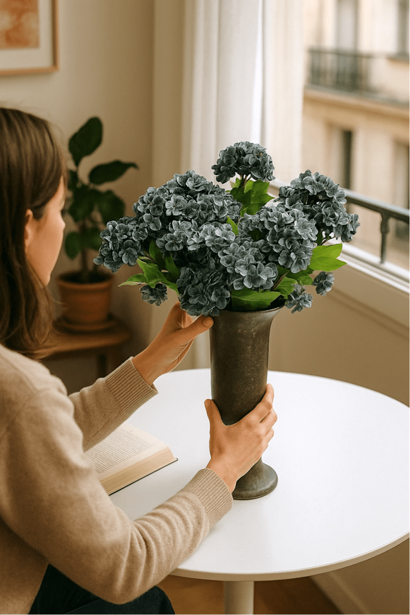 Blue Hydrangea Cluster Stem - Napa Valley Wildflower Co.