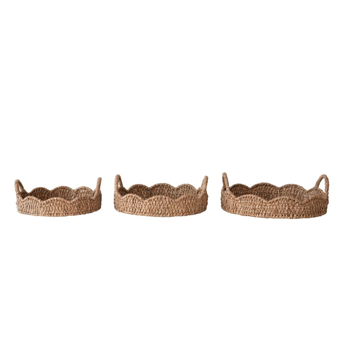 Braided Bankuan & Rattan Scalloped Tray with Handles - Napa Valley Wildflower Co.