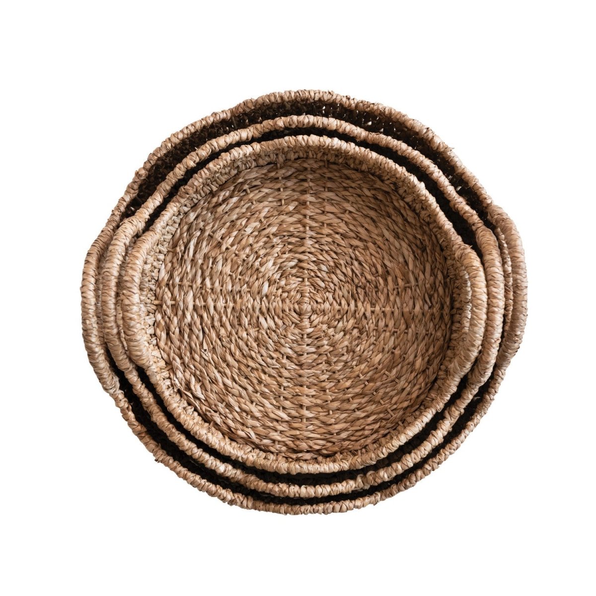 Braided Bankuan & Rattan Scalloped Tray with Handles - Napa Valley Wildflower Co.