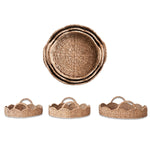 Braided Bankuan & Rattan Scalloped Tray with Handles - Napa Valley Wildflower Co.