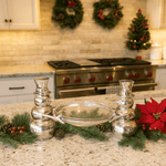 Cast Aluminum Snowmen Centerpiece with Hammered Glass Bowl - Napa Valley Wildflower Co.