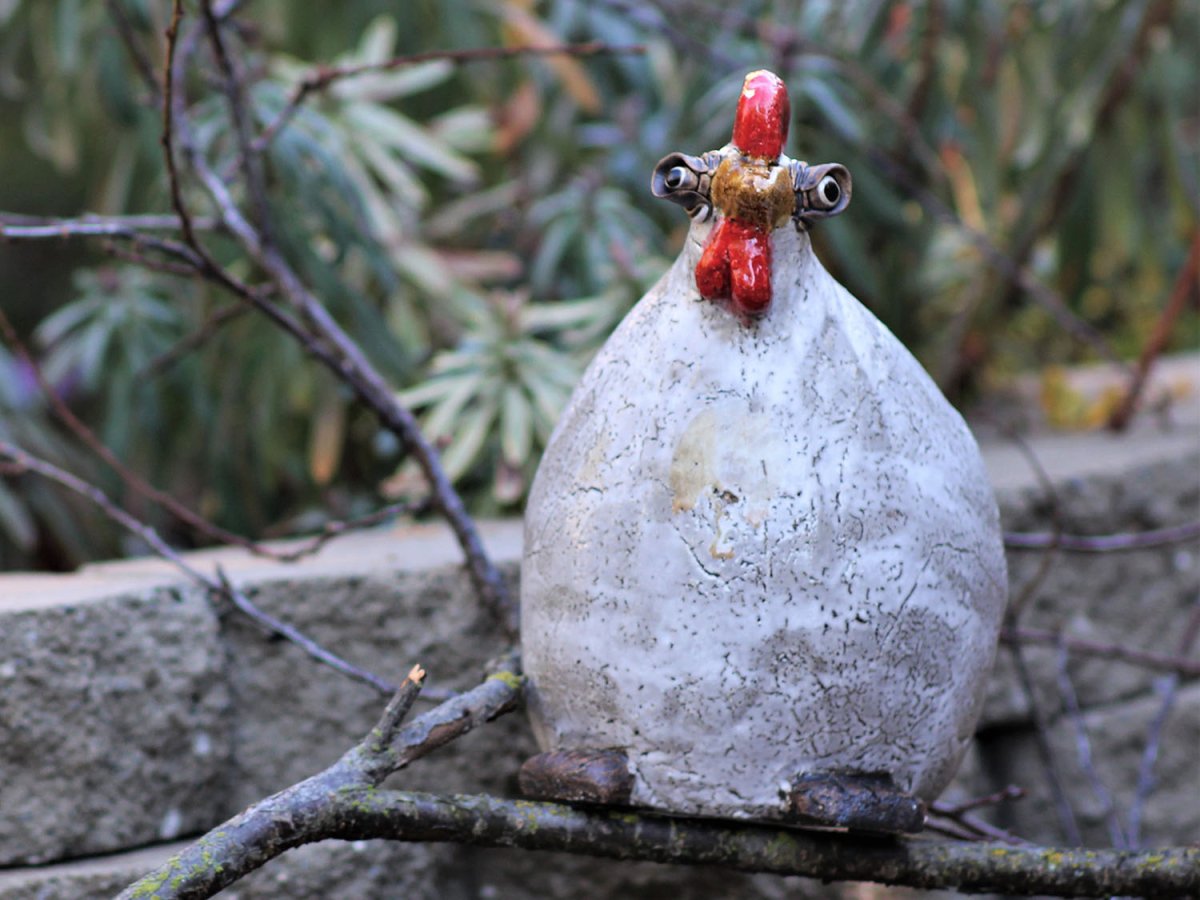 Chicken Dough: Handcrafted Ceramic Garden Statue - Napa Valley Wildflower Co.