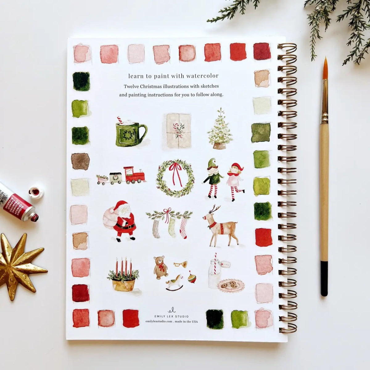 Christmas Watercolor Workbook | Festive Creative Guide - Napa Valley Wildflower Co.