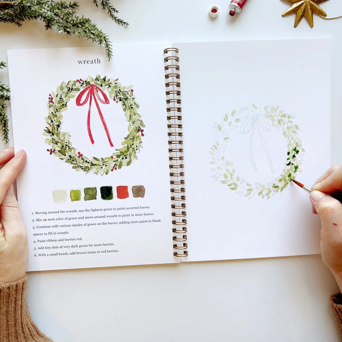 Christmas Watercolor Workbook | Festive Creative Guide - Napa Valley Wildflower Co.