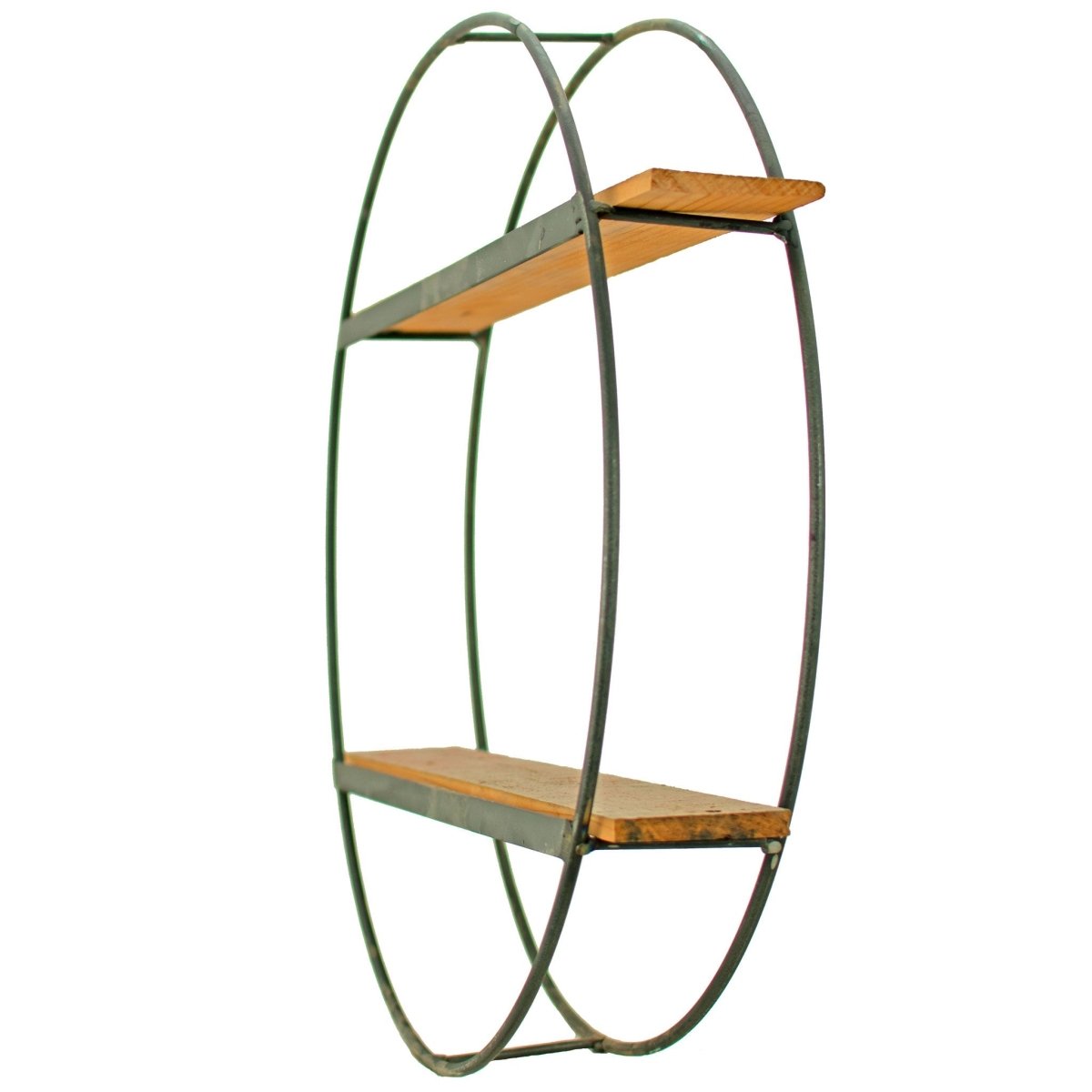 Circular Floating Wall Shelf – Matte Black Steel Frame with Solid Redwood Shelves (24") - Napa Valley Wildflower Co.