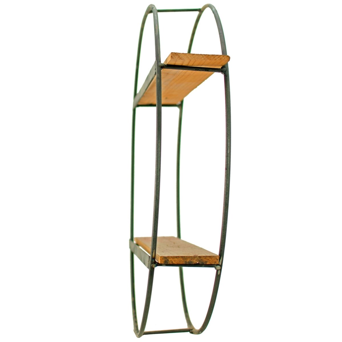 Circular Floating Wall Shelf – Matte Black Steel Frame with Solid Redwood Shelves (24") - Napa Valley Wildflower Co.
