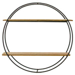 Circular Floating Wall Shelf – Matte Black Steel Frame with Solid Redwood Shelves (24") - Napa Valley Wildflower Co.