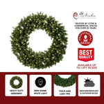 Commercial Grade Pre - Lit Green Wreath – Warm White 5mm Lights - Napa Valley Wildflower Co.