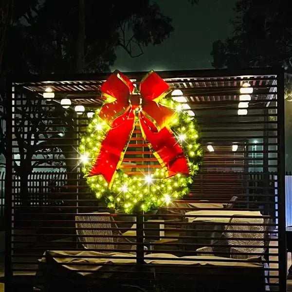 Commercial Grade Pre - Lit Green Wreath – Warm White 5mm Lights - Napa Valley Wildflower Co.