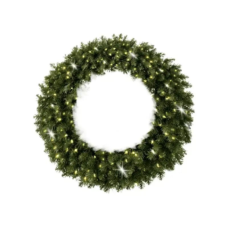 Commercial Grade Pre - Lit Green Wreath – Warm White 5mm Lights - Napa Valley Wildflower Co.